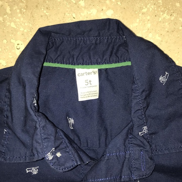 Carter’s 5T navy blue helicopter kids button up - Picture 3 of 7
